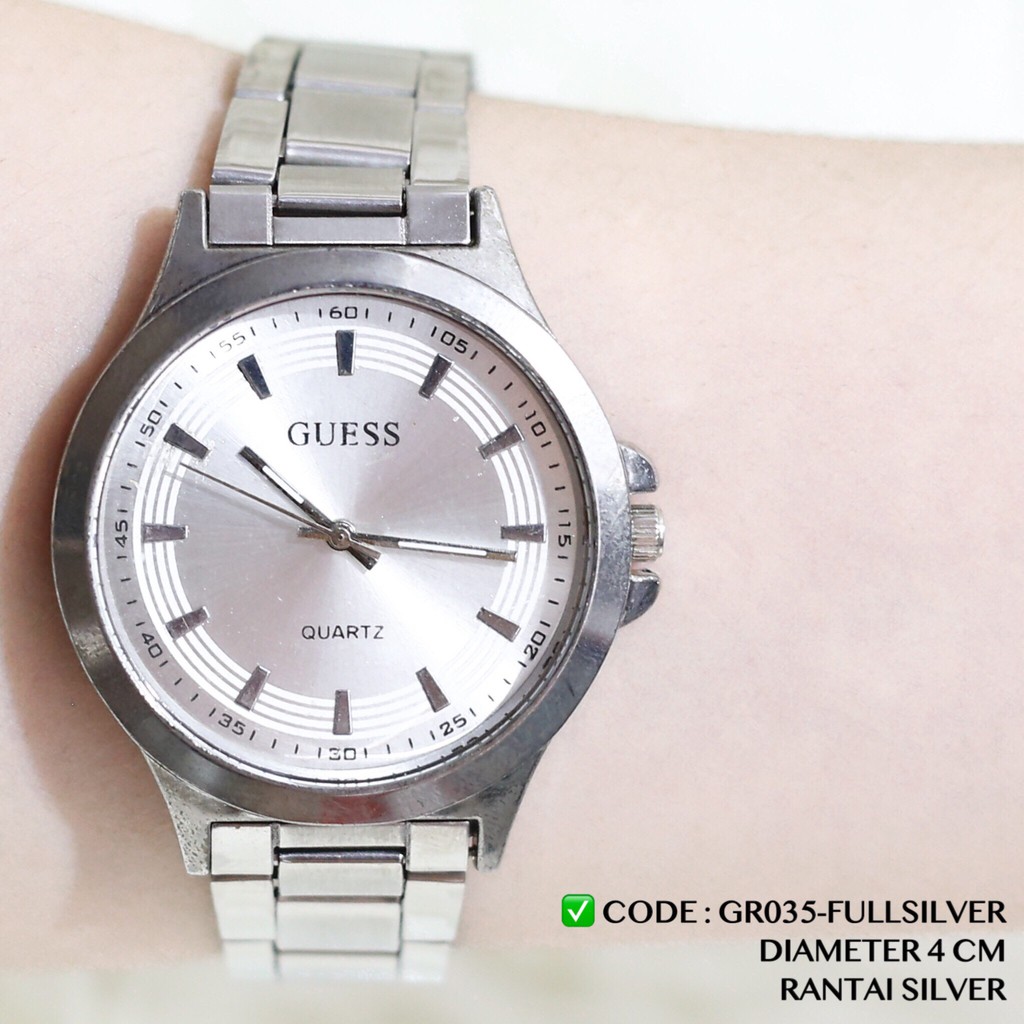 Jam tangan rantai pria dan wanita casual tali stainless grosir ecer free baterai analog GR020 GR035 GR055