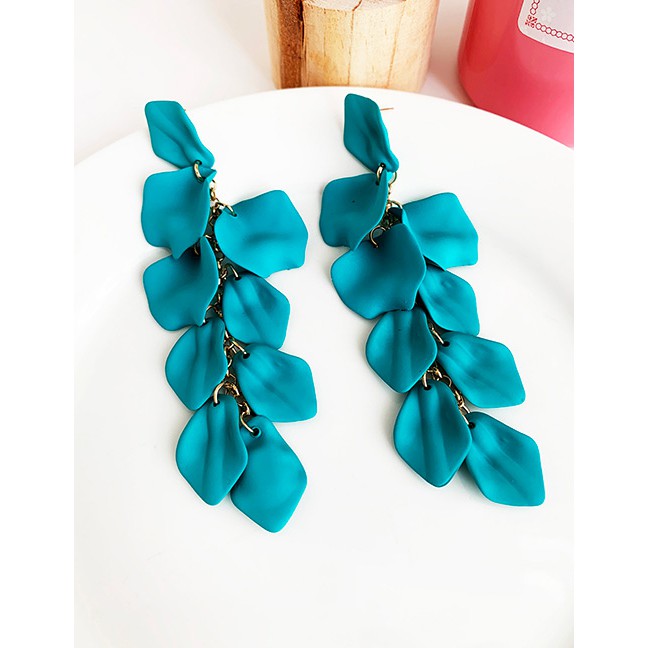 LRC Anting Tusuk Fashion Alloy Resin Leaves Tassel Earrings F91351