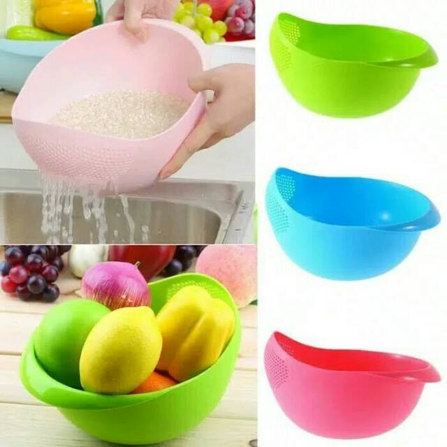 Baskom wadah cuci beras sayur buah multifunction bowl