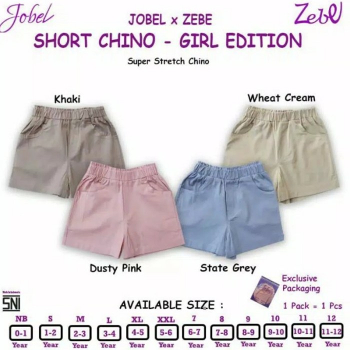 JOBEL Short Pants Chino Girl Edition Celana Pendek Anak Perempuan