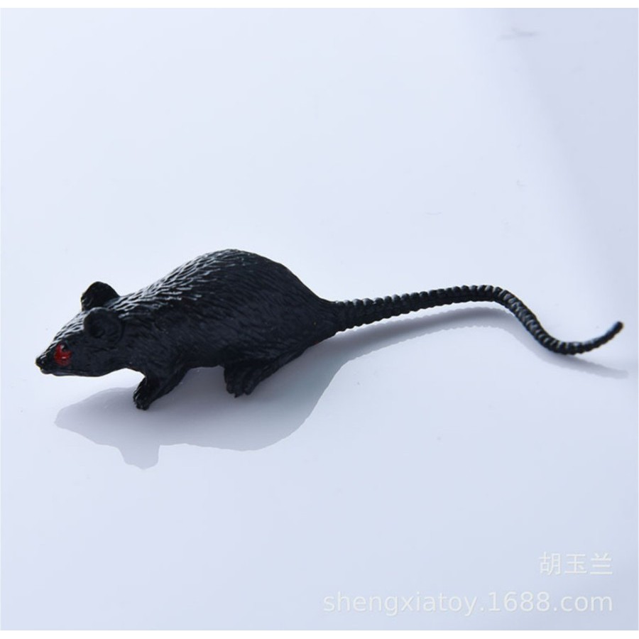 TIMI tikus mini curut 8 x 1.5 cm hitam mainan gag prank toy squishy