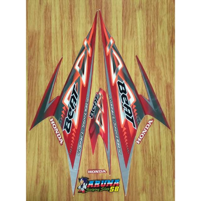 Striping Honda Beat lama karbu 2012 merah