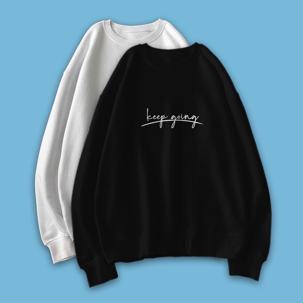SWEATER WANITA KEEP GOING / PAKAIAN WANITA ALA KOREA / CREWNECK WANITA FLEECE TEBAL LEMBUT TERBARU'