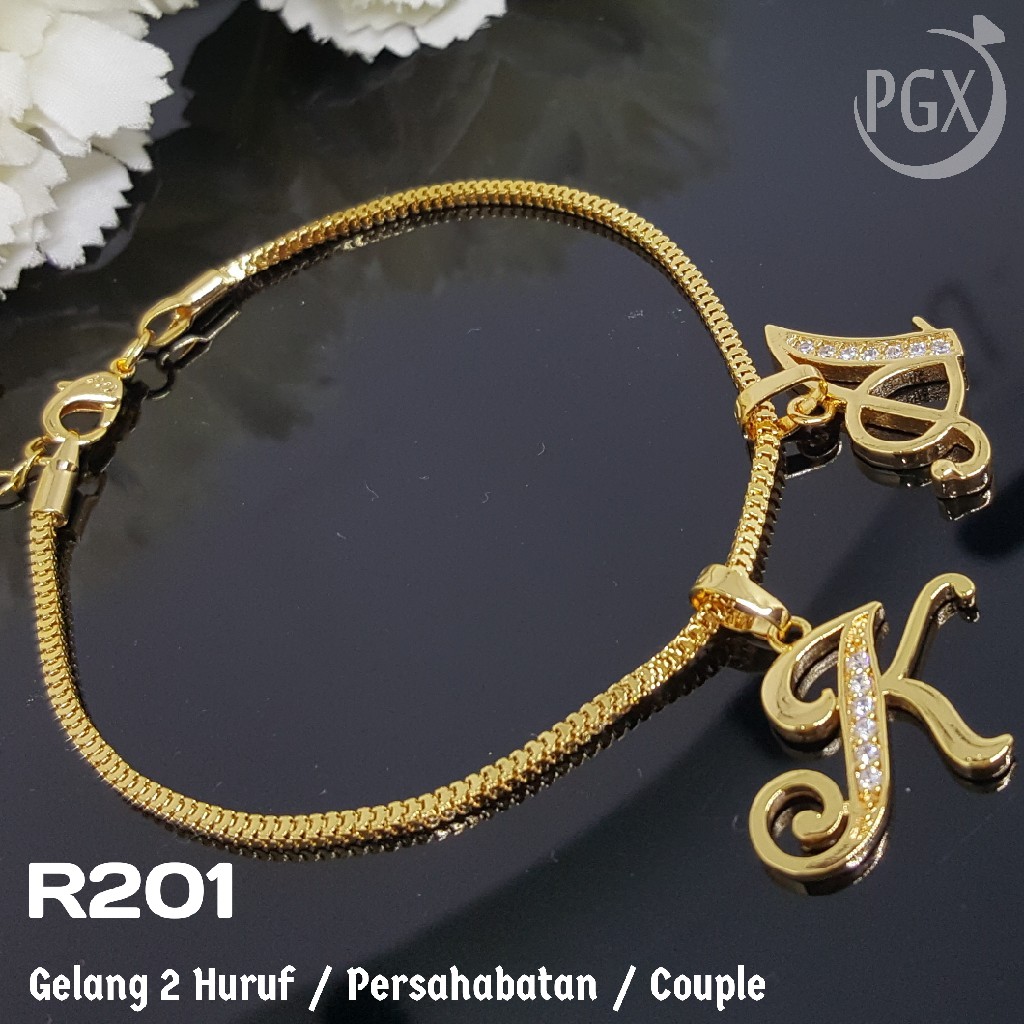 R201 Gelang  2 Huruf  Inisial  Nama Couple Perhiasan Xuping 