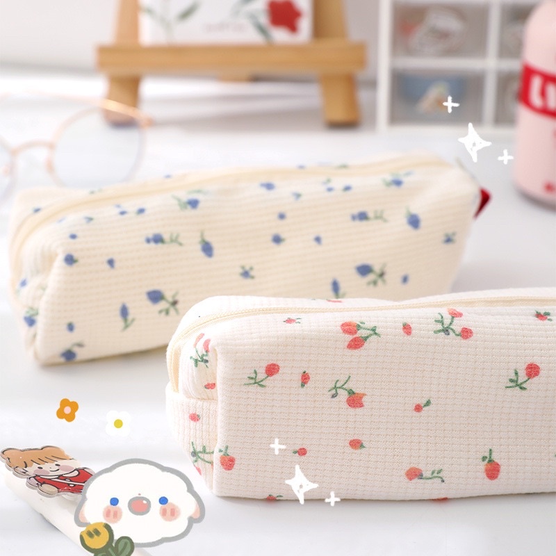 PENCIL CASE VINTAGE / KOTAK PENSIL SIMPLE / TEMPAT PENSIL MOTIF BUNGA