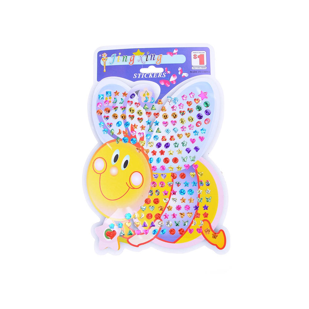 (Happy) 4pcs / Set Stiker Kristal Motif Kartun Untuk Hadiah Anak