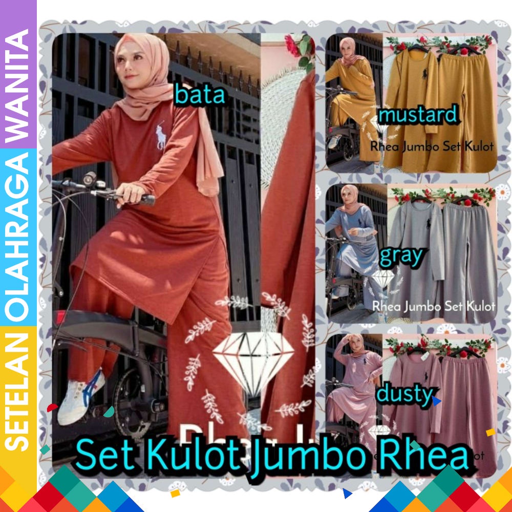 Setelan Baju Olahraga Wanita Muslim Muslimah Lengan Panjang Buntiq Stelan Training RAINBOW Baju Ol