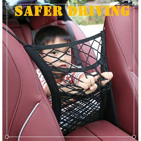 Jaring Mesh Penyimpanan Barang Mobil Car keranjang barang kursi depan  mobil Net Organizer Car Seat Storage Bag Strong Elastic Organizer Mesh Net Bags for Stowing Auto Vehicles Between Car Seats Luggage Holder Pocket Car Seat Storage Bag Strong Elastic