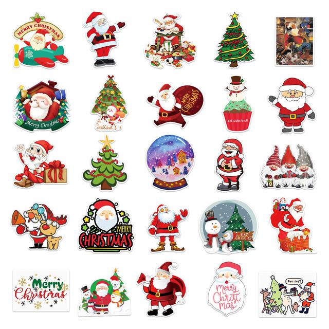 Natal grafiti stiker kartun minimalis ins gaya liburan stiker skateboard air Piala bagasi stiker
