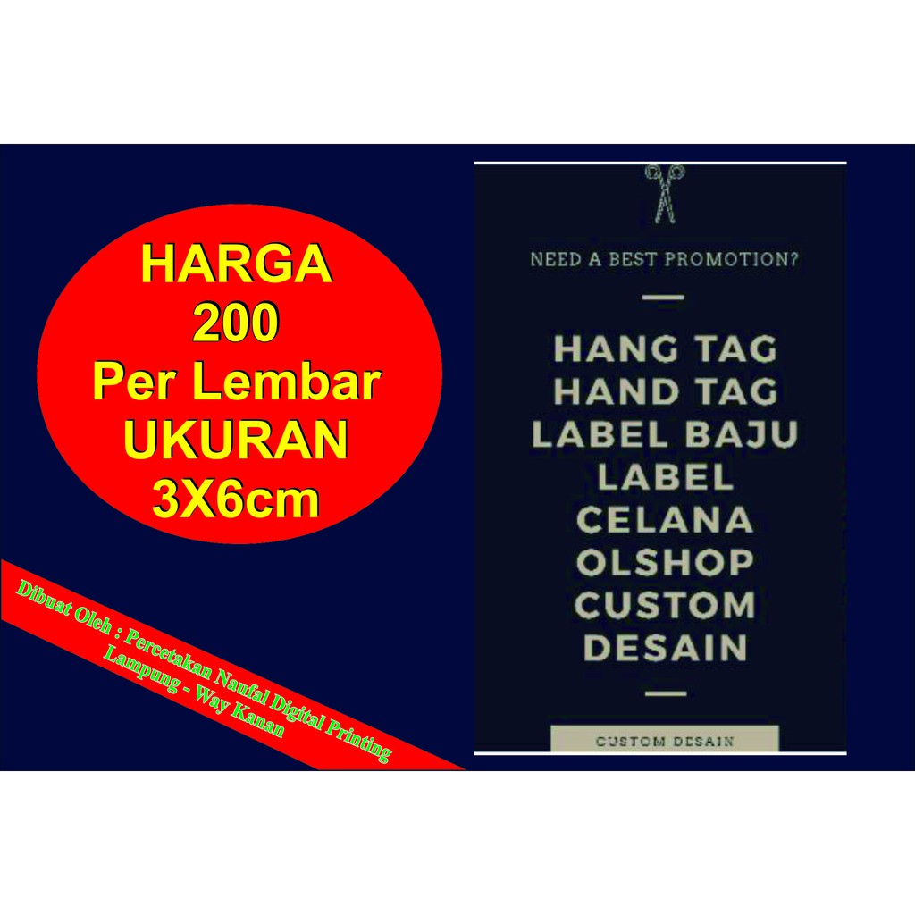 Hang Tag | Hand Tag | Label Baju Celana Hijab Olshop Custom Desain/Free Desain