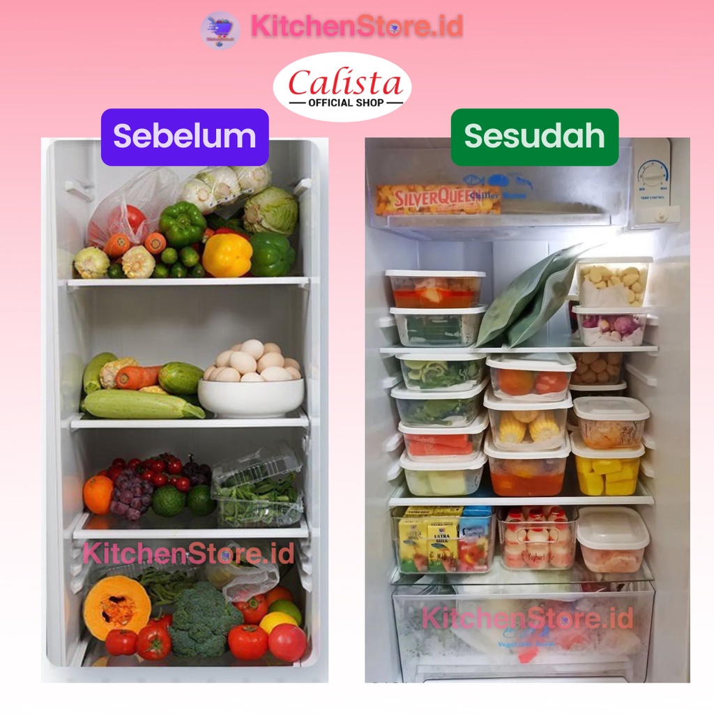 CALISTA OTARU SMOKE/ RUMOI BENING/ OITA BENING/ FURANO BENING TOPLES SET PUTIH TRANSPARAN CALISTA  WADAH SET PENYIMPANAN SATUR DAN BUMBU KULKAS FOOD KONTAINER PLASTIK FREE BPA FOOD ORGANIZER