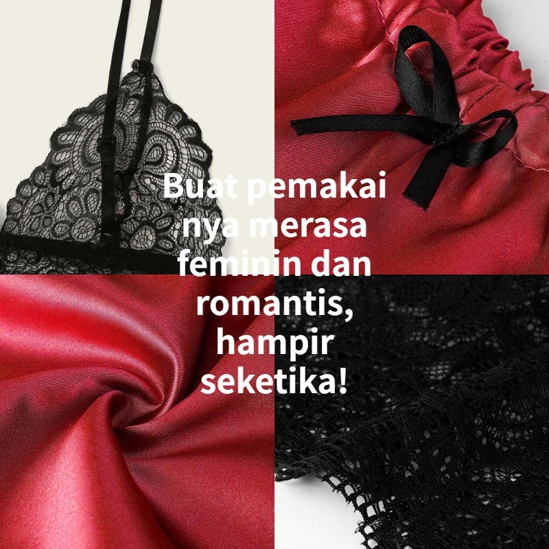 Miss H ~ 125 Baju Tidur Wanita Set Celana Renda Seksi + Tank Top Set Baju Tidur Malam