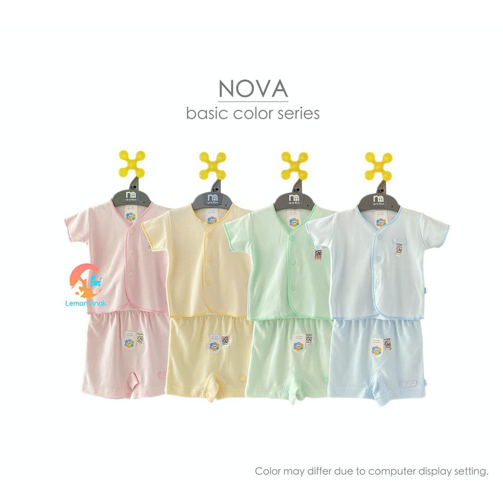 NEW COLLECTION NOVA Setelan Baju Bayi Lengan Pendek + Celana Pendek Polos Warna Newborn