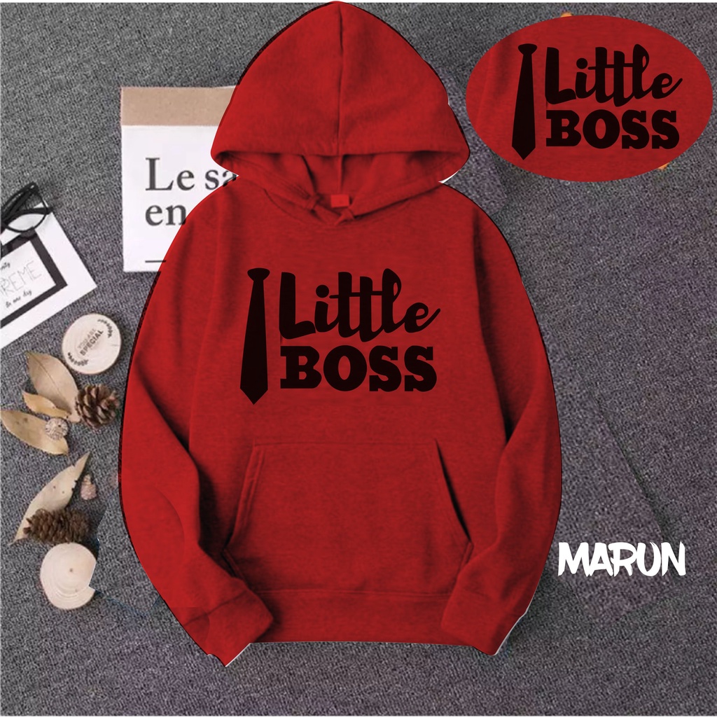 JAKET HOODIE SWEATER SABLON LITTLEBOSS ANAK KEKINIAN TERBARU BAHAN FLEECE USIA 2TAHUN SAMPAI 12TAHUN LAKI LAKI PEREMPUAN