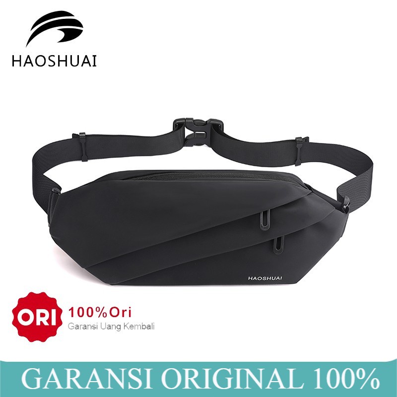 Tas Selempang Pria HAOSHUAI 1100-27 Wanita Waistbag Bahan Premium Waterproof
