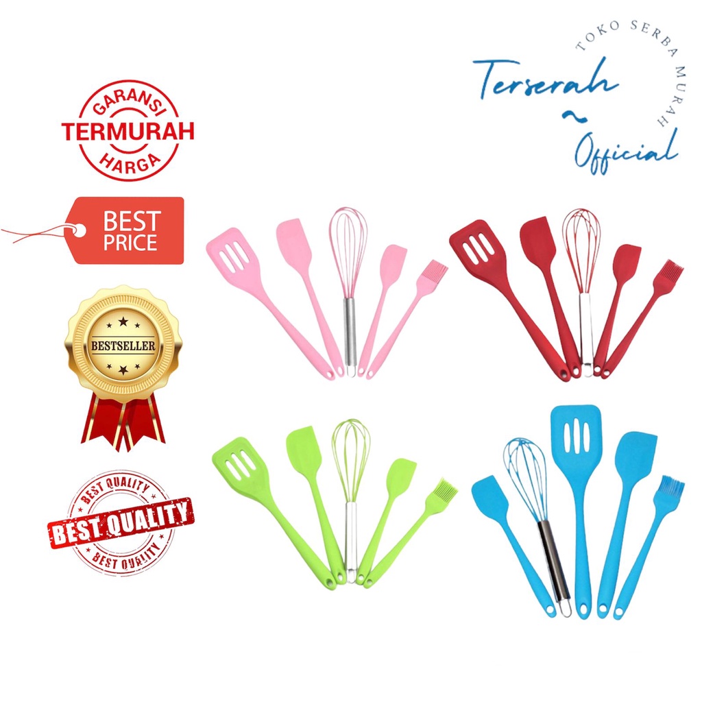 

BAKING PROPS 5 PCS KUAS KUE SILIKON / KITCHEN TOOL TEFLON SET 5 PCS [terserah.official]