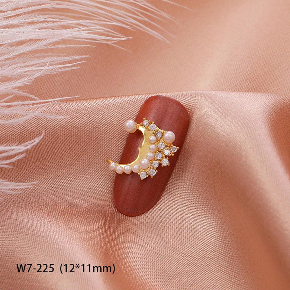 AUGUSTINA Agustina 3D Nail Art Dekorasi 1Pcs Shiny Pearl Jewelry Alloy Zircon Nail Pendant