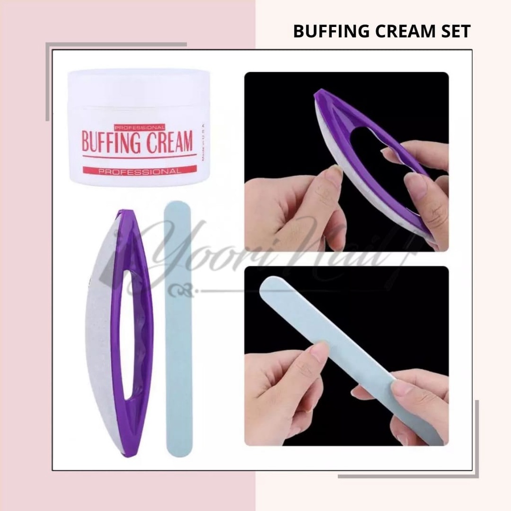 Buffing cream set pengilap kuku cream sponge buffer manicure pedicure menipedi nail