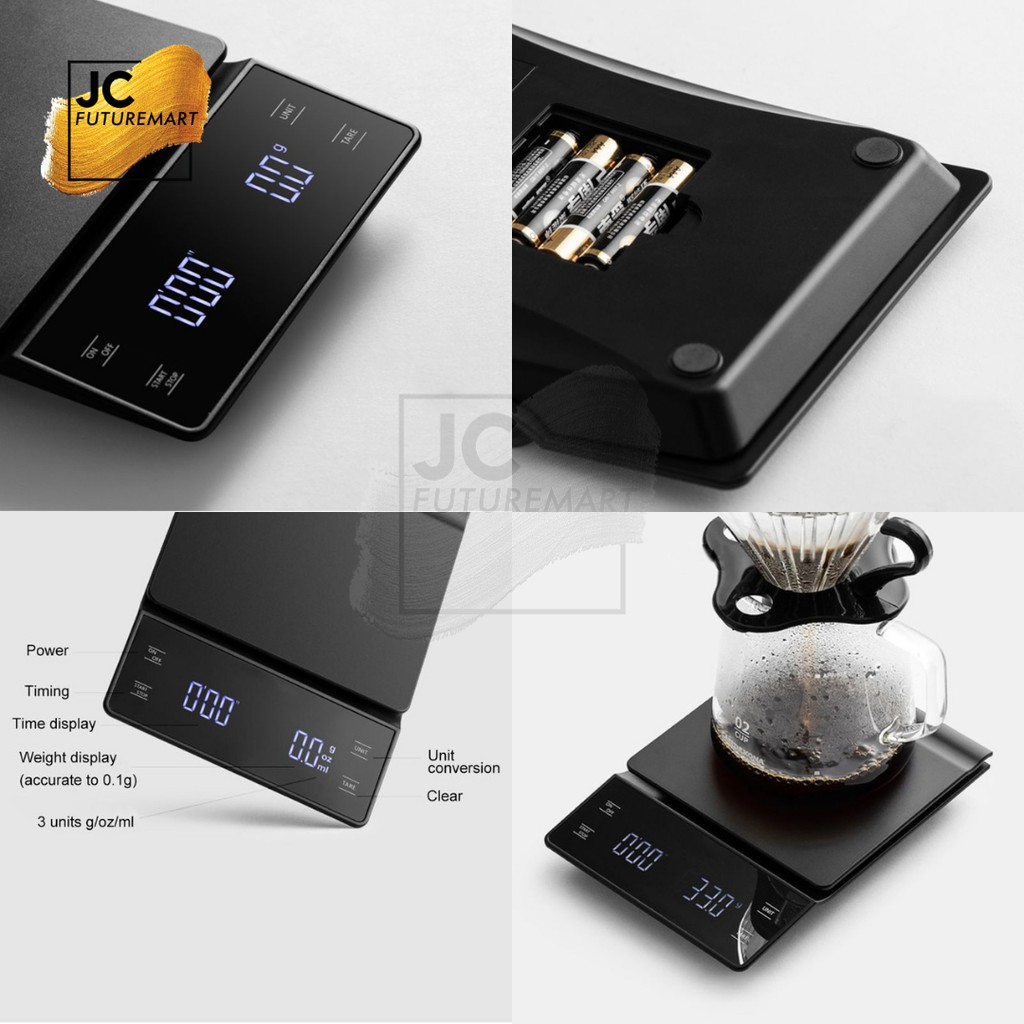 TIMBANGAN KOPI DIGITAL COFFEE SCALE 0.1g - TIMER - RUBBER MAT - EK6002