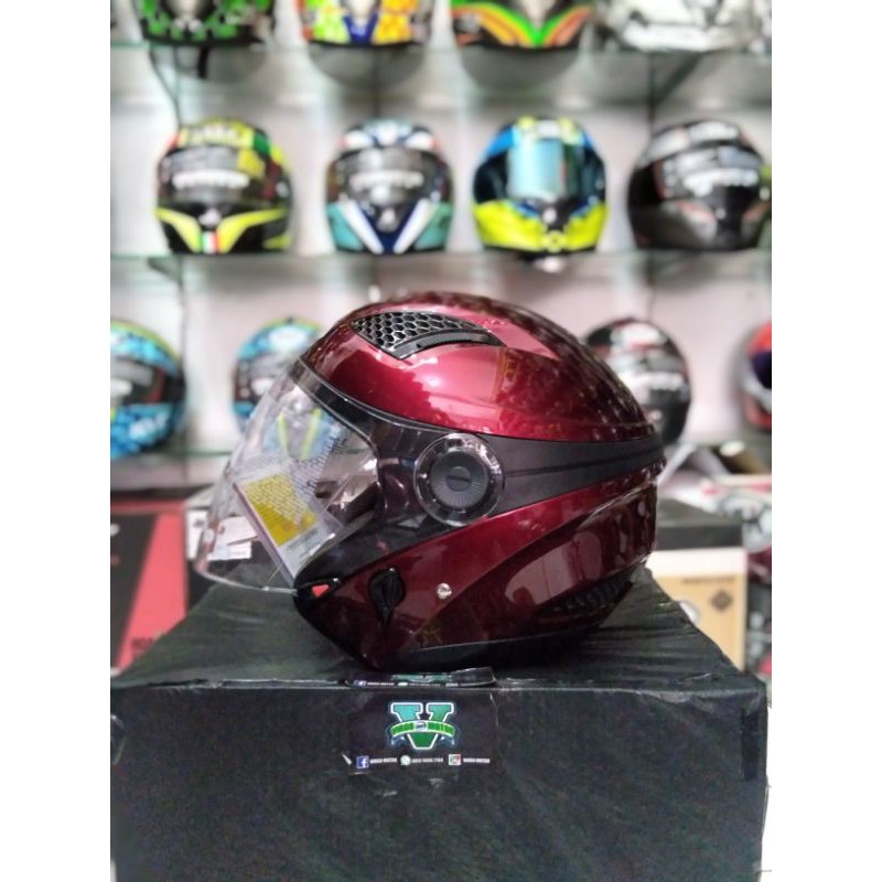 HELM ZEUS  HALF FACE ZS-610 WIN/ RED MAROON