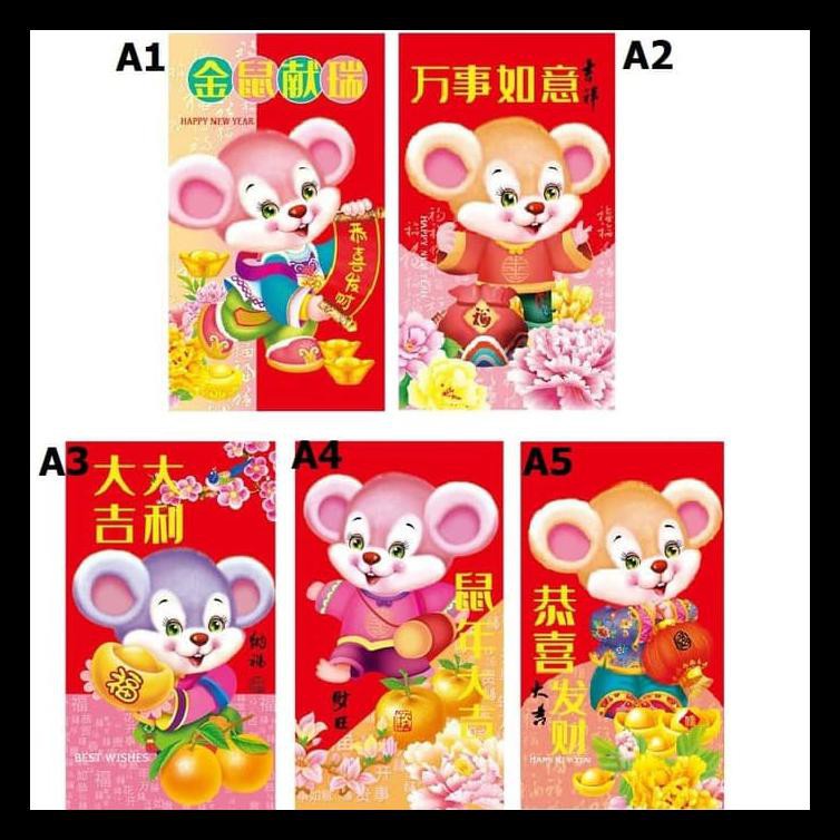 

(1PACK ISI 6) KERTAS ANGPAO IMLEK PANJANG MOTIF TIKUS UNIK TIMBUL 2020 TERMURAH