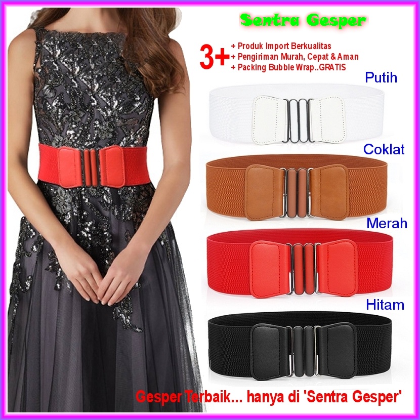 Ikat Pinggang Gesper Obi Sabuk Karet Belt Wanita Fashion Cewek Korea Oby Import Polos Cantik Kekinia