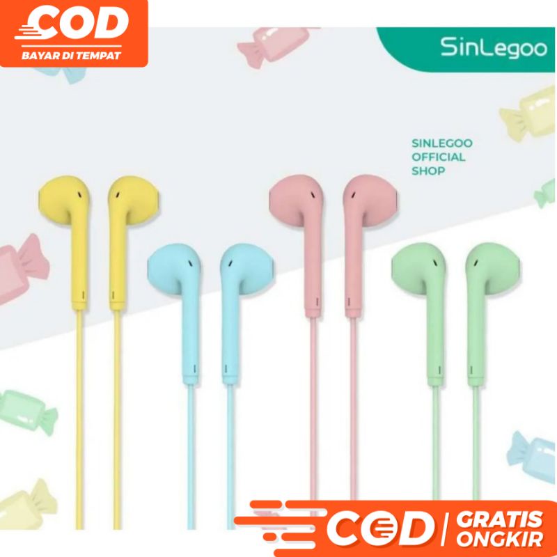 [COD] Headset Sinlegoo Mega Bass 100% Original Earphone EP-2 Candy Edition