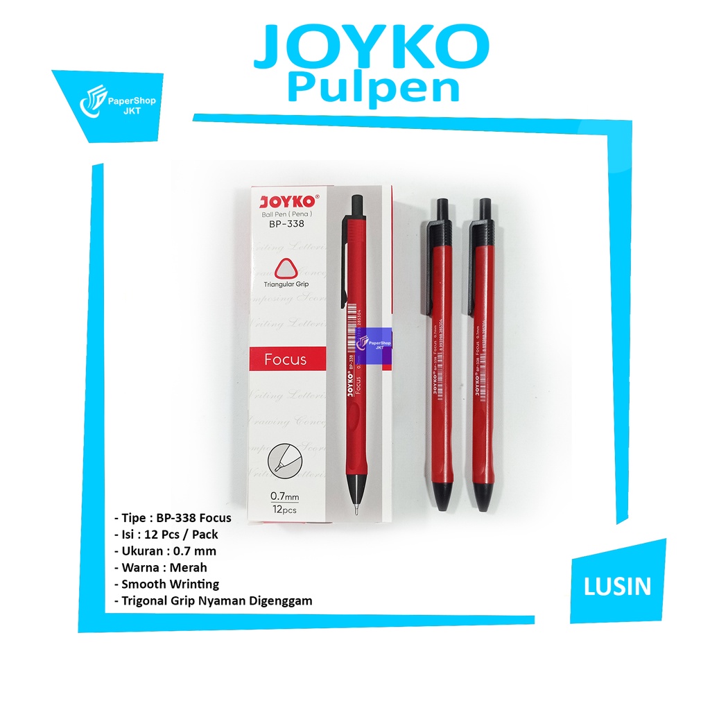 

JOYKO - Pulpen Ballpen BP 338 Focus Merah - Pcs