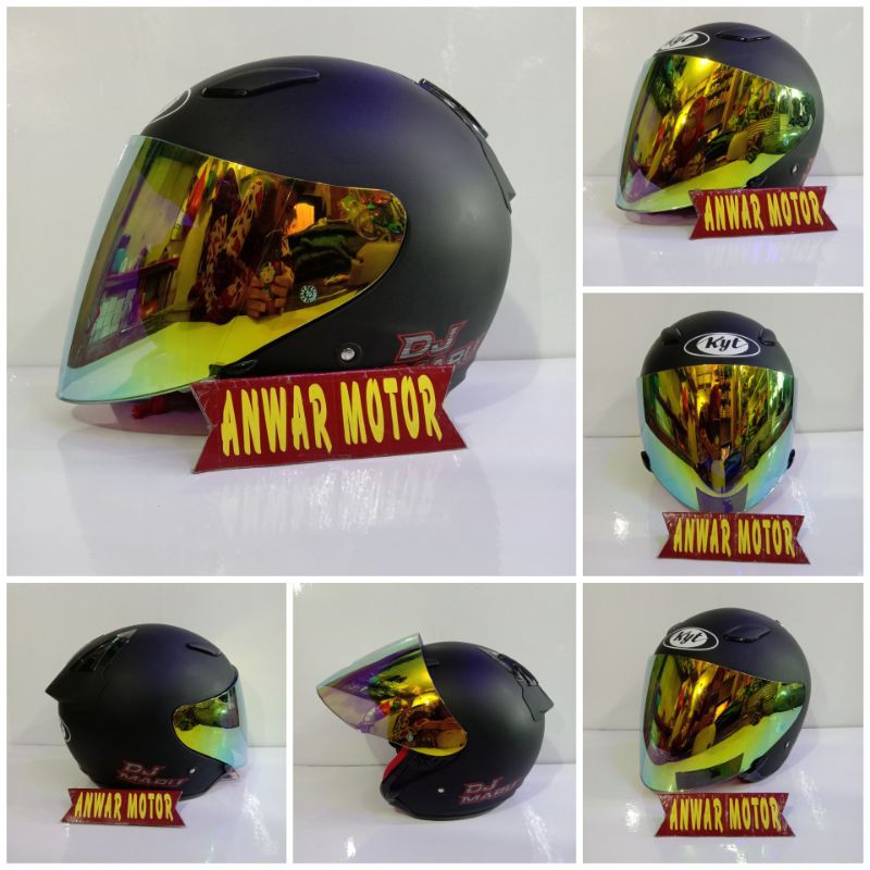 HELM KYT DJ MARU SOLID HITAM DOFF PAKET GANTENG KACA OVEN VENOM