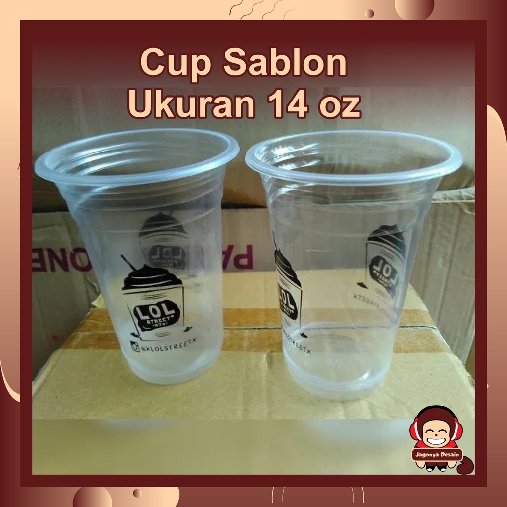 Jual Cup Gelas Plastik 14 Oz Sablon Custom Free Desain Shopee Indonesia 4089