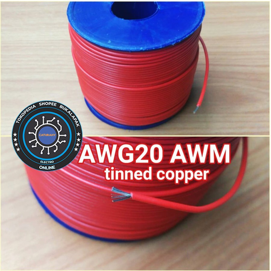 Kabel AWG 20 awm Red Merah Serabut tinned copper awg20