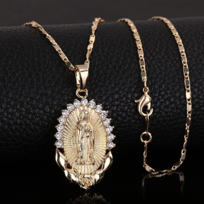 Kalung Liontin Jimat Virgin Mary Untuk Aksesoris Perhiasan Wanita