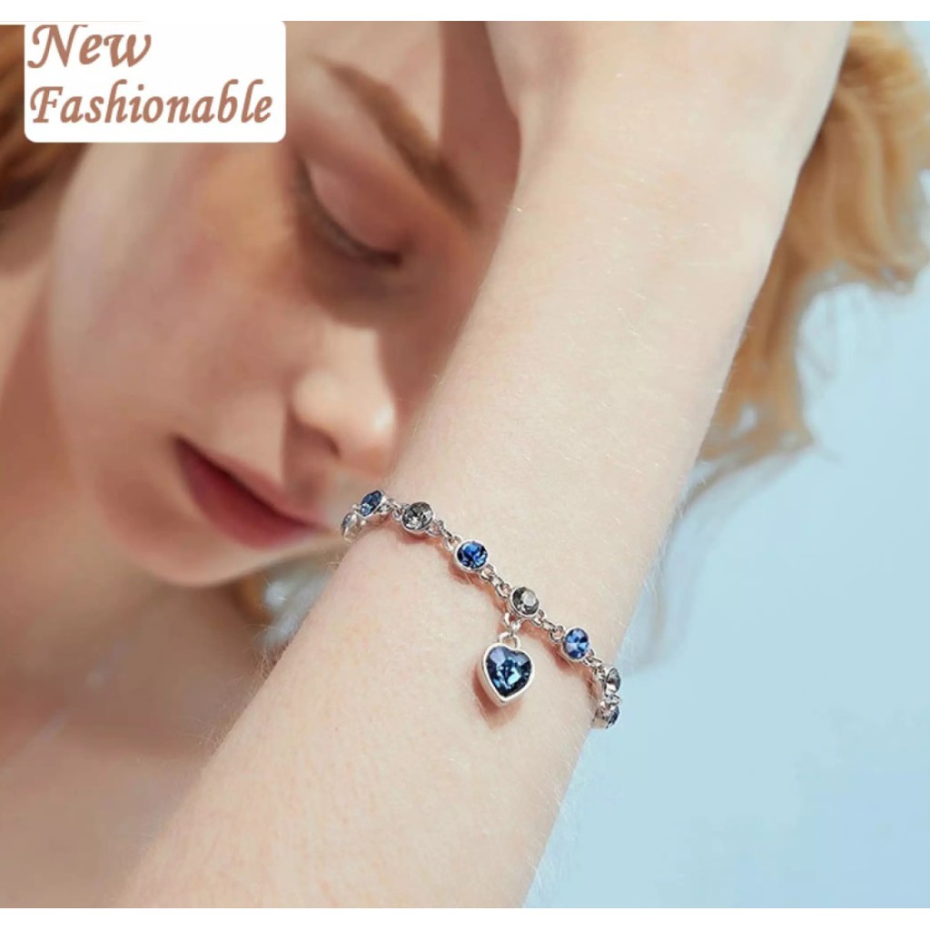 Gelang Rantai Wanita TITANIC Heart of Ocean Love Hati Biru Fashion Women Bracelet Bangle Permata