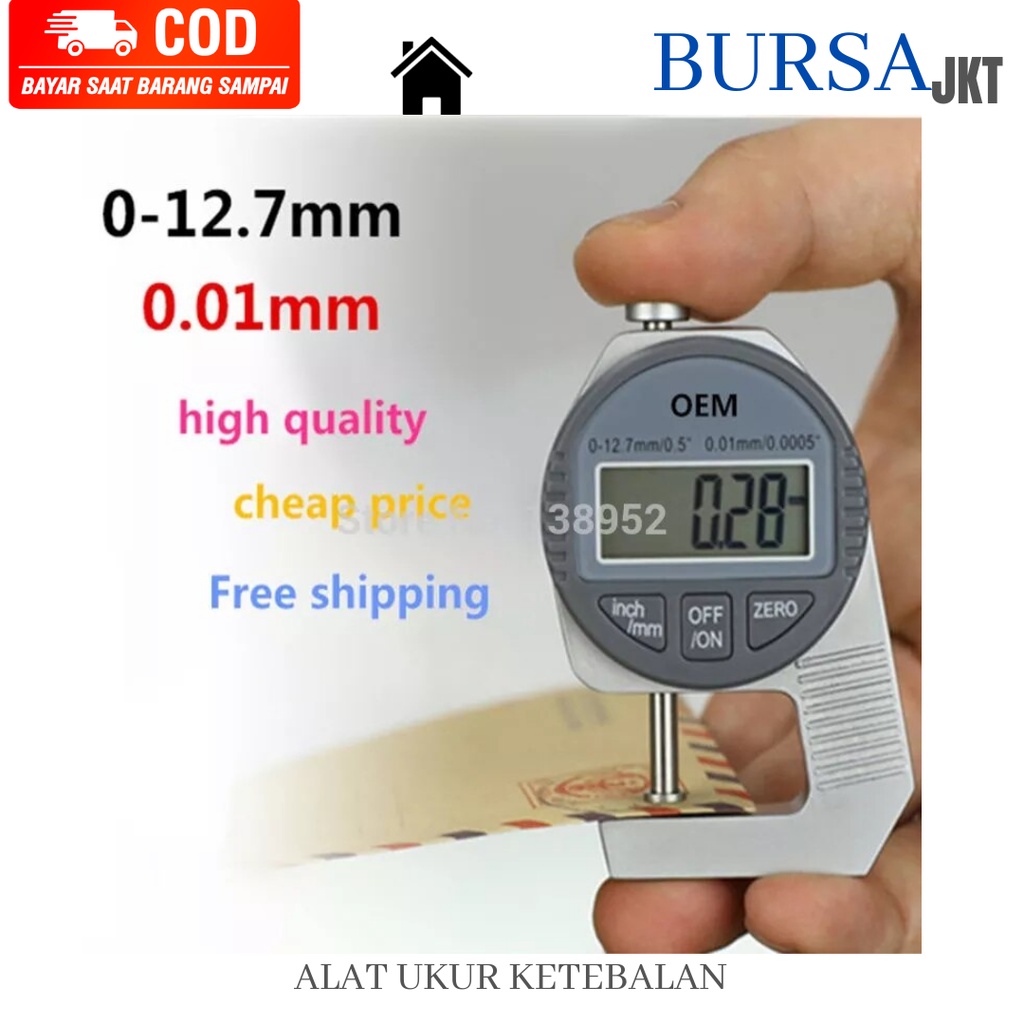 THICKNESS GAUGE DIGITAL Alat Ukur Ketebalan Logam Plastik Kertas besi stainless PLAT TEMBAGA