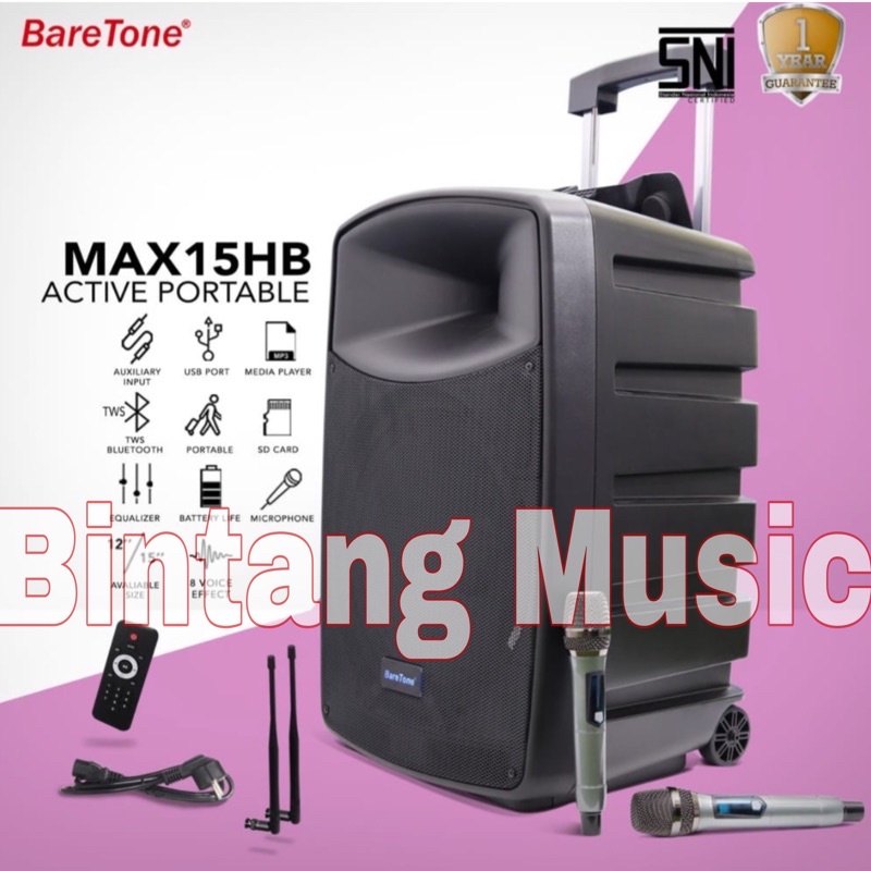 speaket portable 15 inch baretone max15hb original speaker baretone max 15hb