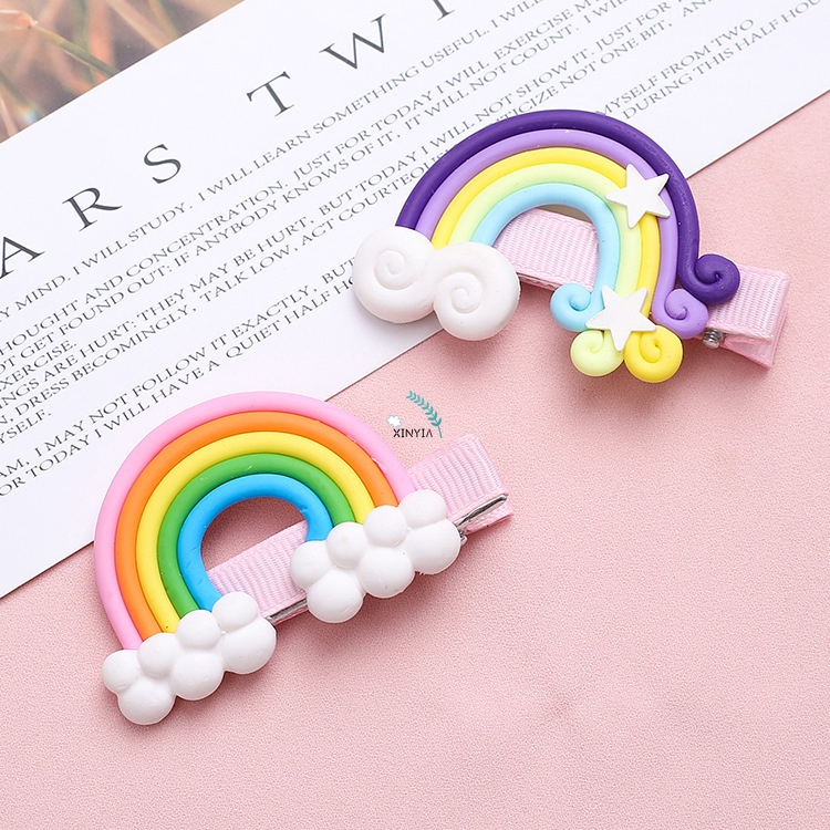 Jepit Rambut Gaya Korea Awan/Pelangi Warna Permen Hairpin Untuk Anak Perempuan