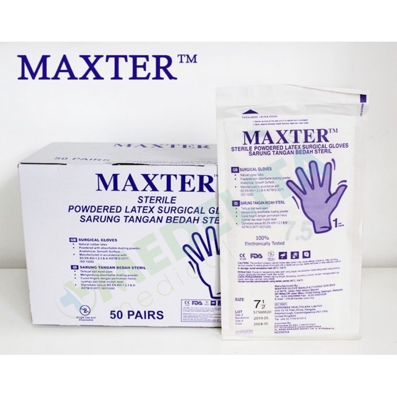 MAXTER SARUNG TANGAN STERIL PERBOX