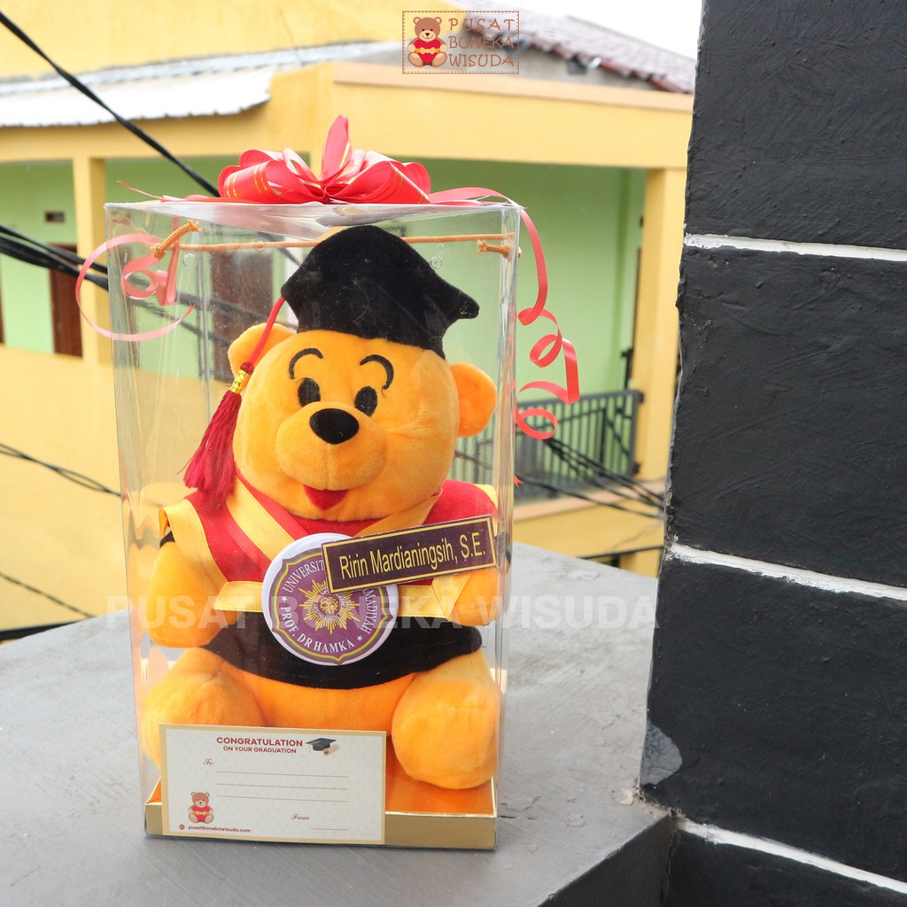 Kado Wisuda Boneka Winnie the Pooh Hadiah Boneka Wisuda Winie the poh Wini the Pooh Kecil Mika Nama