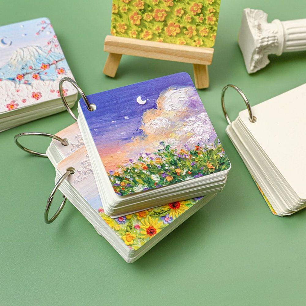 Mxbeauty Nota Pesan Portabel Menebal DIY Kosong Longgar Lanskap Daun Perlengkapan Kantor Lukisan Minyak Memo Pad