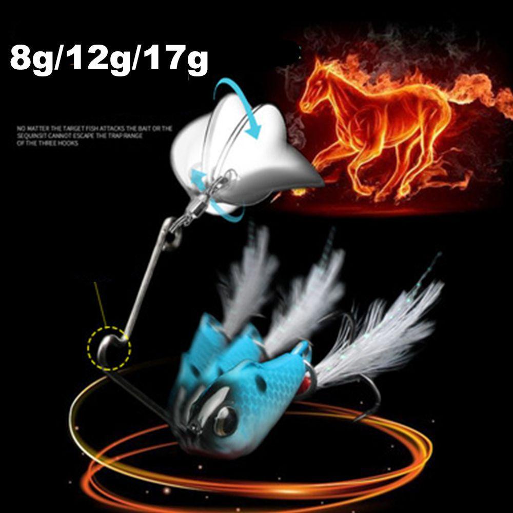 Top Metal Umpan Pancing Spinner Tackle Tenggelam Getaran Putar Payet Treble Hook
