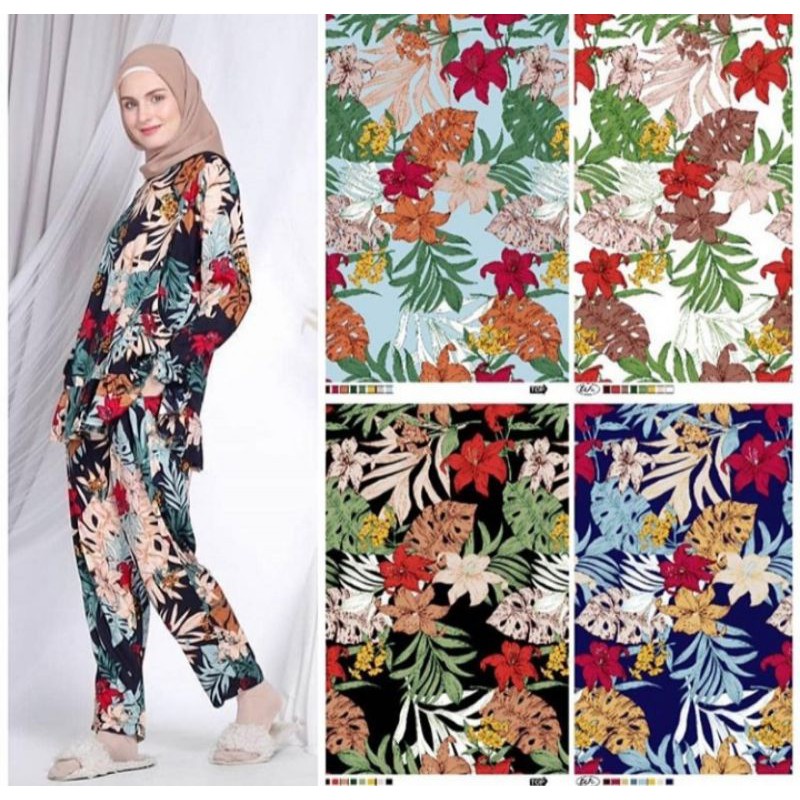 SETELAN ONE SET RAYON PRINT PAJAMAS / BAJU PIYAMA RAYON / BAJU TIDUR RAYON