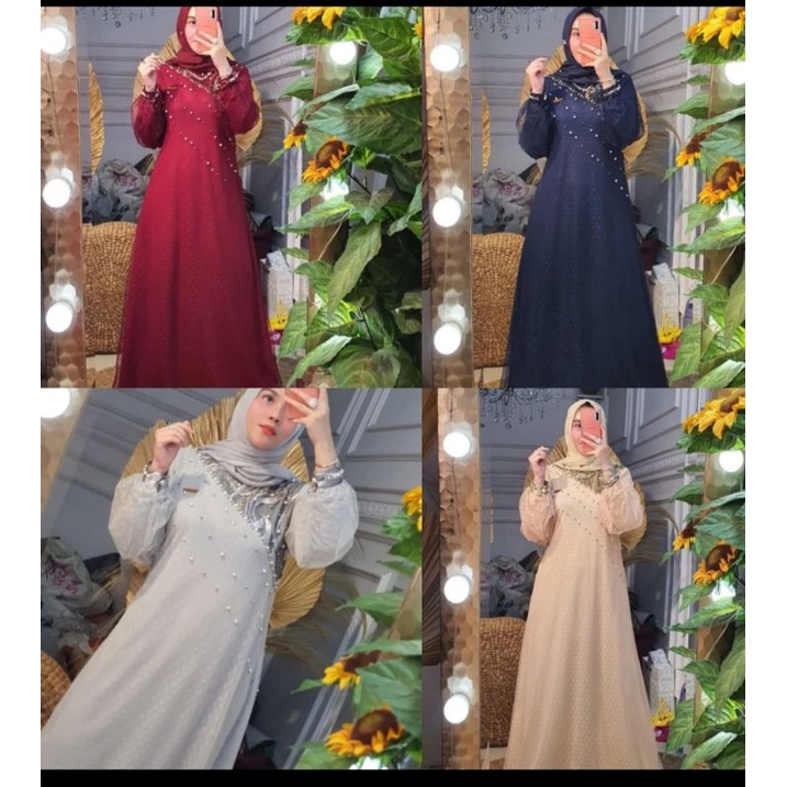 Gamis pesta dress brukat tile DOT premium import by ozias