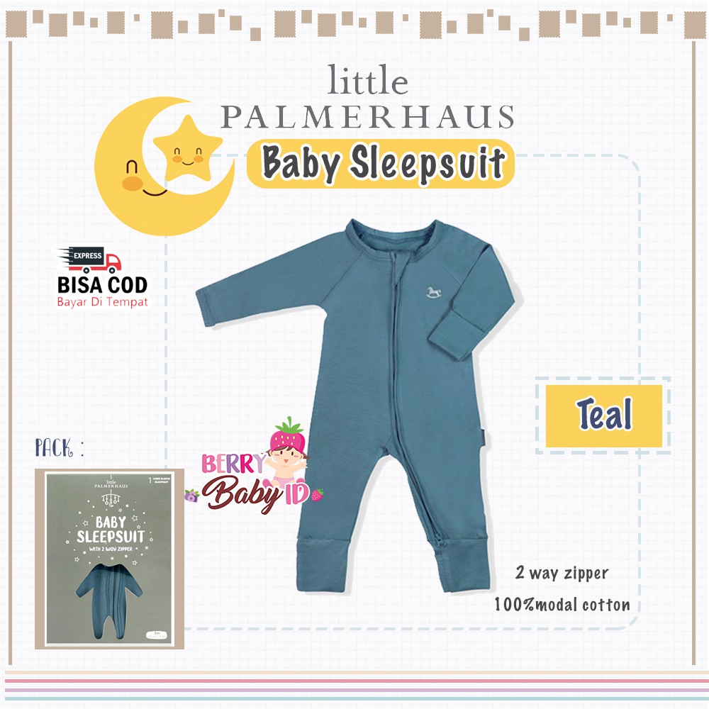 Little Palmerhaus Baby Sleepsuit Piyama Bayi Katun Premium 3-24 Bulan Boy &amp; Unisex - ED 2 Berry Mart