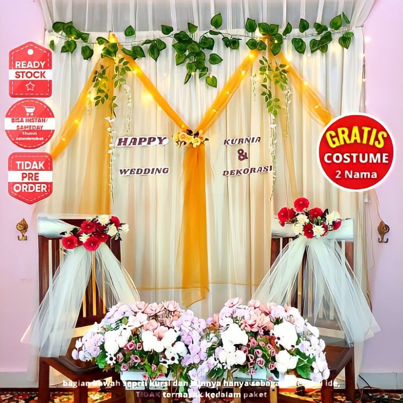 Backdrop Dekor Dekorasi PhotoBooth Hiasan Lamaran Tunangan Akad Nikah Aqiqah Wedding Rustic Paket 04