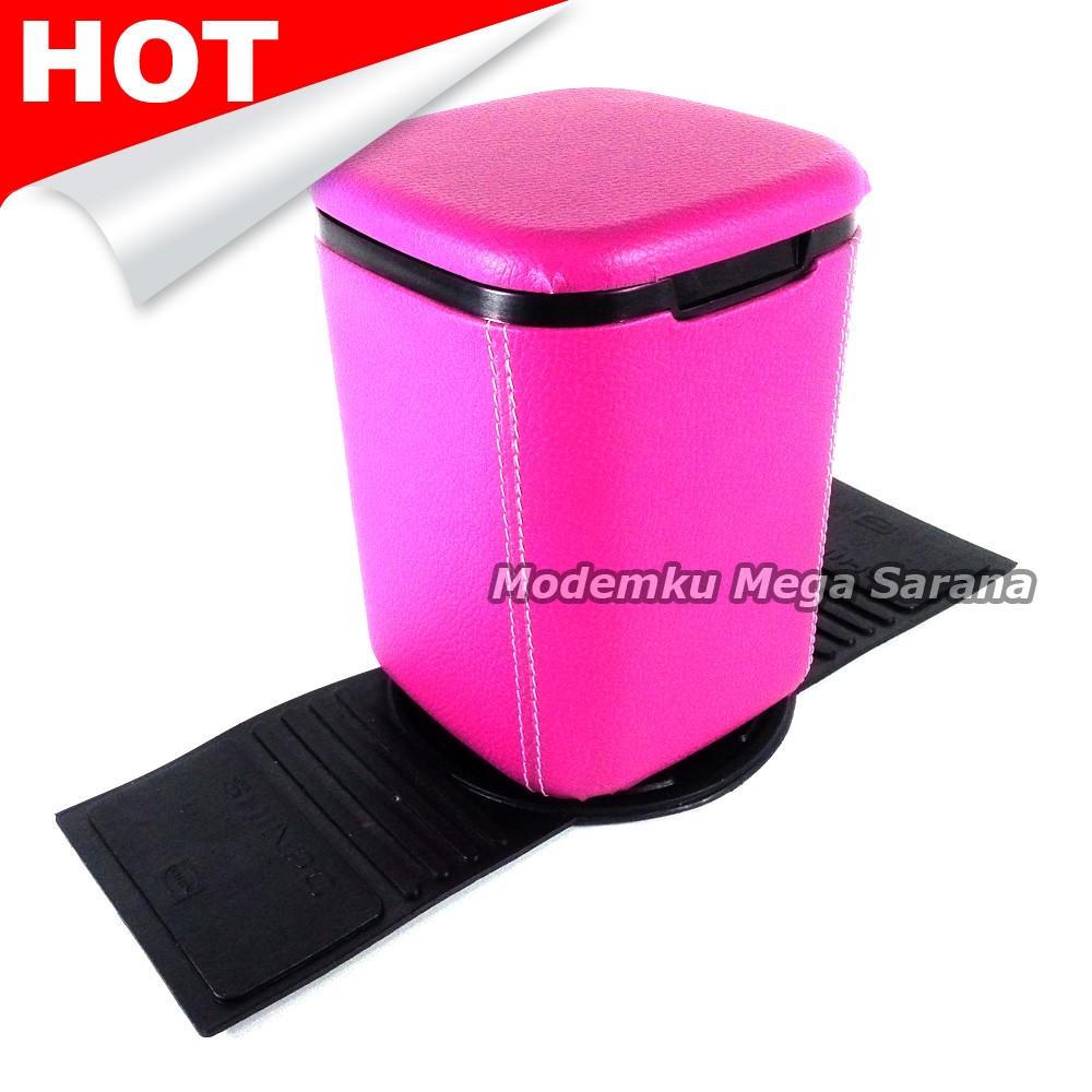 Tempat Box Sampah Mobil Pink - Plastik lapis Vinyl + Gratis Gunting Kuku