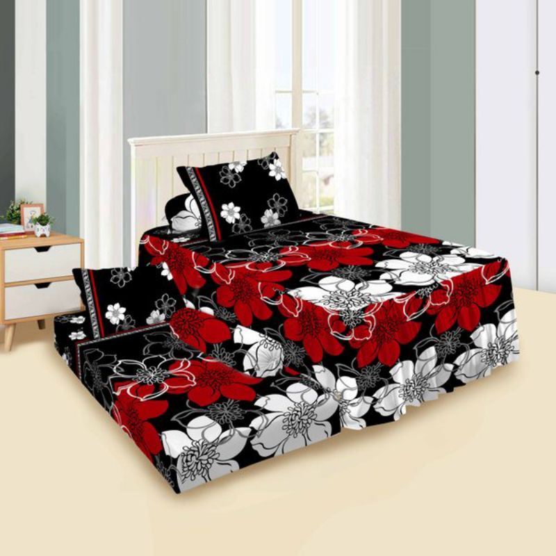 Vito 3D - Sprei Rumbai Single 120x200 motif Picasso Bunga Hitam merah