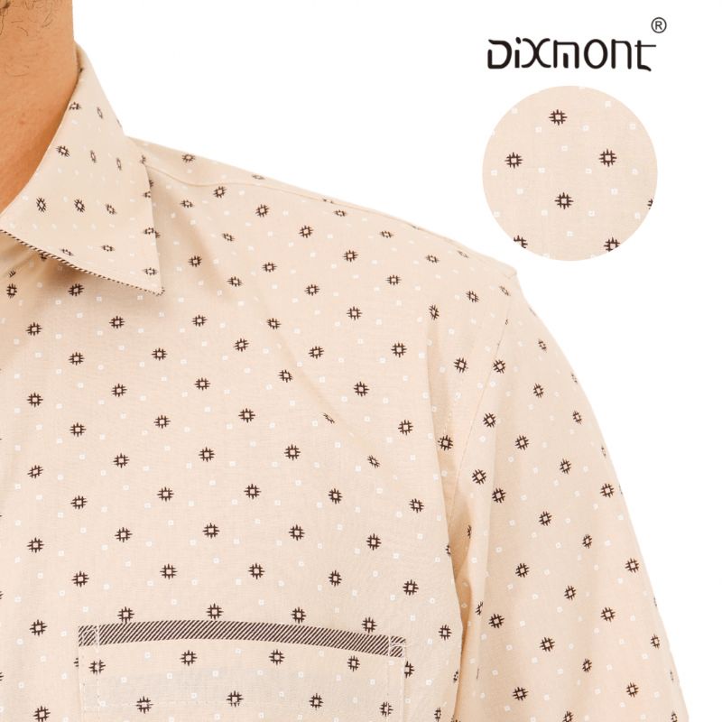 Dixmont Kemeja Pria Basic Formal Motif Lengan Panjang Hem ML00222