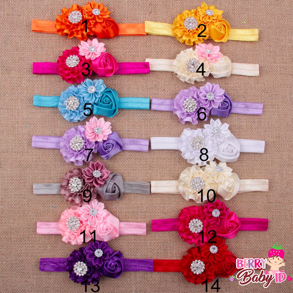 YooBerry Pita Anak Bando Bandana Bayi Korea Diamond Flower Sachi Baby - SAA005 Berry Mart