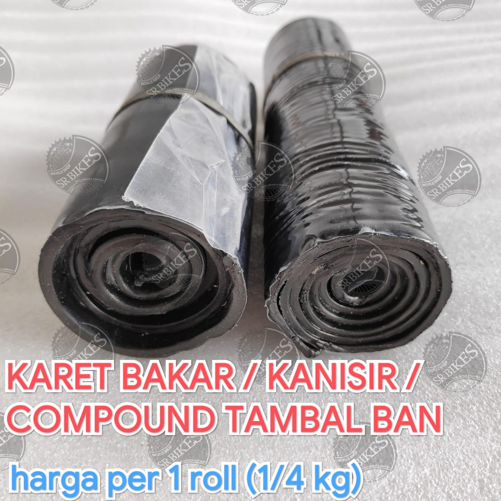 Karet Bakar Kanisir Compound Tambal Ban Sepeda dan Motor. Tebal 2 / 3 mm. Berat 1/4 kg. SWALLOW