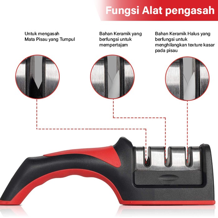 Trend-Alat Pengasah Pisau Gunting Dapur 3 Kepala Swift Sharp Knife Sharpener